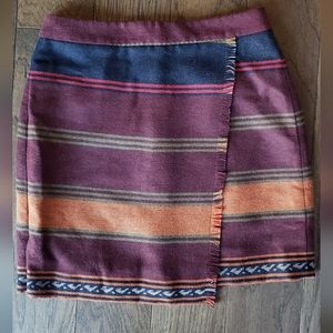 LOFT WESTERN ASYMMETRICAL FRINGE BLANKET SKIRT